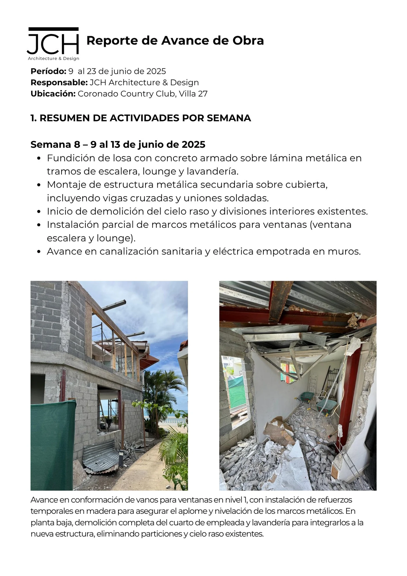 Reporte semanal: resumen de actividades